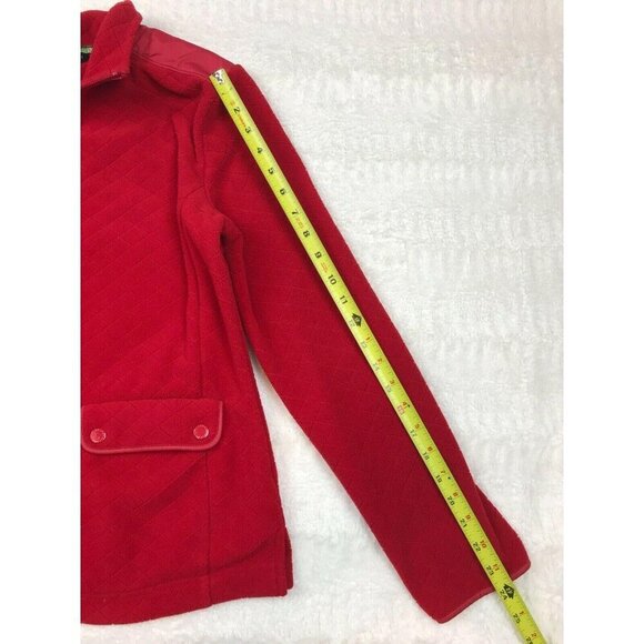 Talbots Womens Quilted Fleece Jacket Size Small Red Pockets Full Zip - Picture 7 of 7